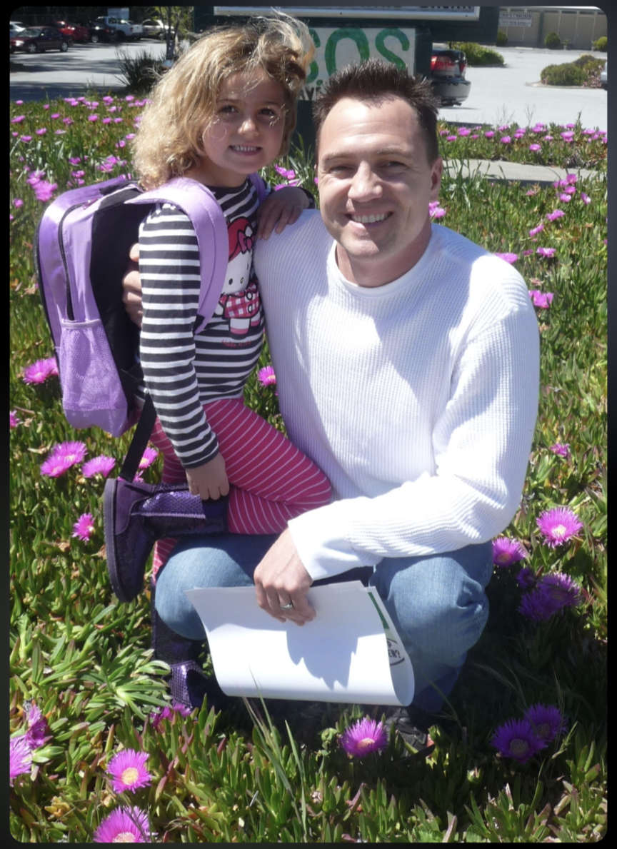 Scott and little Clarice on first day of school